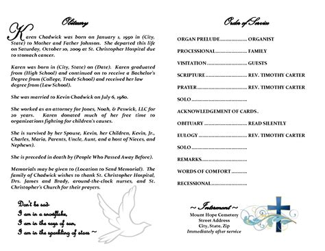 Sample Obituary Program Template | Images and Photos finder