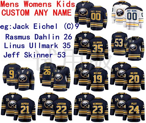 2021 Buffalo Sabres Jersey Jack Eichel Jersey Rasmus Dahlin Linus Ullmark Jeff Skinner Men Blue ...