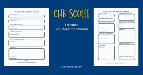 Free Cub Scout Pack Meeting Planner ~ Cub Scout Ideas