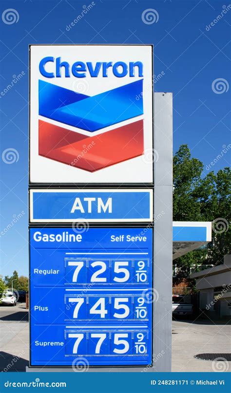 Gas Station Price Sign. Chevron Gas Station is Selling Regular Gasoline ...