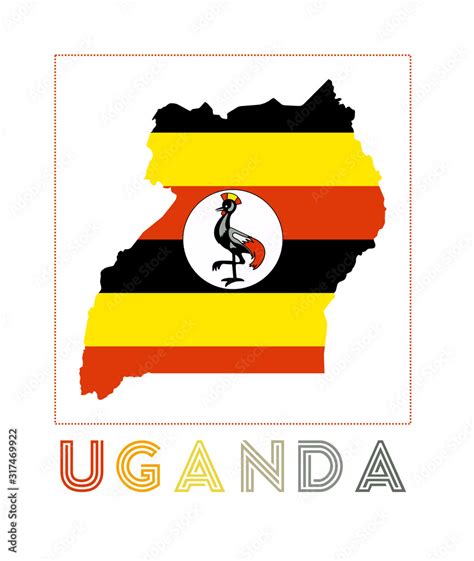 Uganda Logo. Map of Uganda with country name and flag. Authentic vector illustration. Stock ...