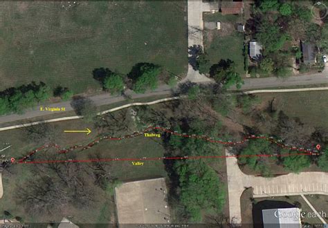 Satellite photo of the stream shows thalweg profile increments, as well ...