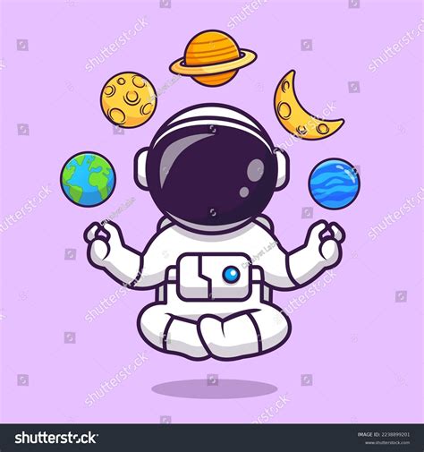 Cute Astronaut Meditation Yoga Moon Earth Stock Vector (Royalty Free ...