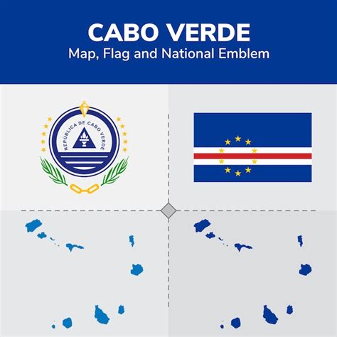 Premium Vector | Cabo verde map, flag and national emblem