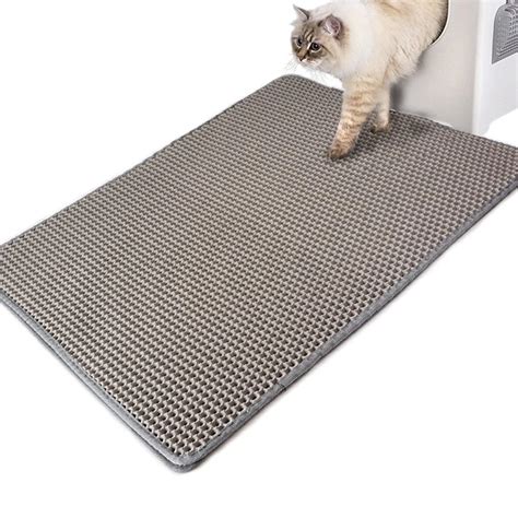 1PCS Cat Litter Mat Double Layer Cat Litter Trapper Mats with Waterproof Bottom Layer Black and ...