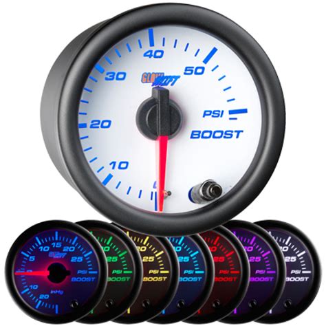 GlowShift White 60 PSI 7 Color Boost Gauge