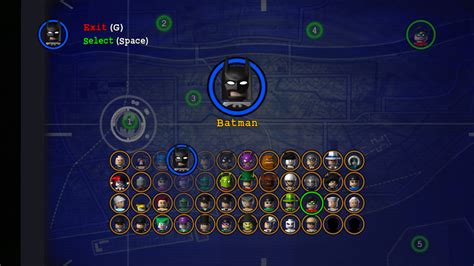 Alphabetical character and vehicle grid [LEGO Batman: The Video Game] [Mods]