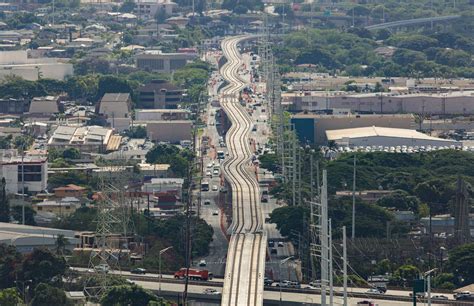 A unique view of the Honolulu Rail elevated track between Pearl City ...