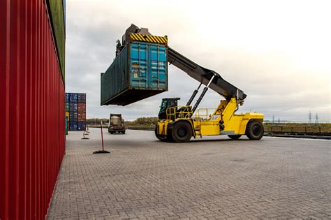 Forklift Handling Cargo Container Freight Container Loading Container ...