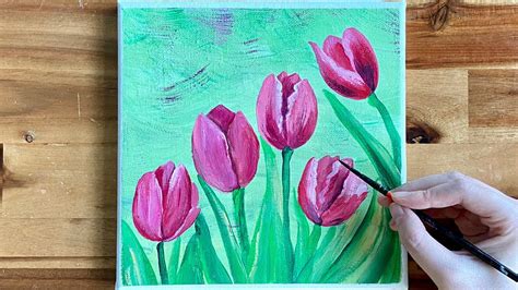 Acrylic painting for beginners | flower painting | tulips painting tutorial - YouTube
