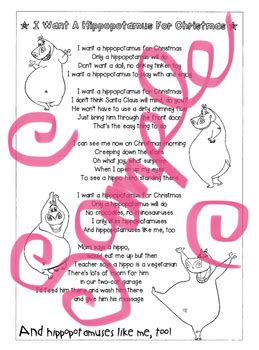 'I Want A Hippopotamus For Christmas'. Lyrics. Printable. Activity by ...