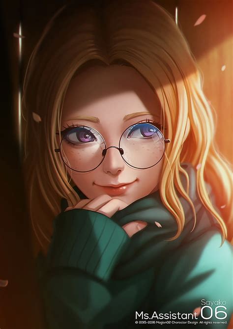 HD wallpaper: anime, anime girls, long hair, blonde, glasses, purple eyes | Wallpaper Flare