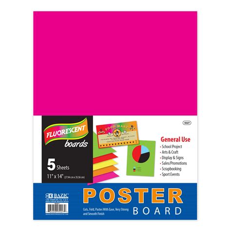 BAZIC Poster Board 11" X 14" Assorted Neon Colored Poster Board Paper ...