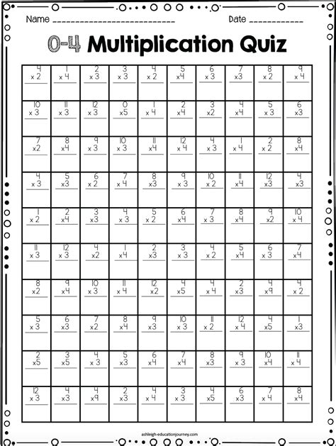 Printable 100 Multiplication Facts Timed Test – PrintableMultiplication.com