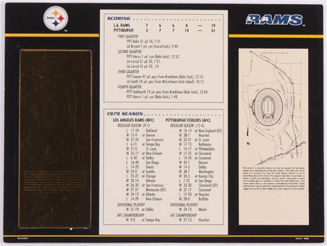 Super Bowl XIV Commemorative Score Card with 22kt Gold Ticket ...