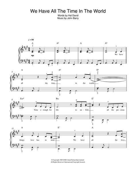 Louis Armstrong "We Have All The Time In The World" Sheet Music & Chords | Download 4-Page ...