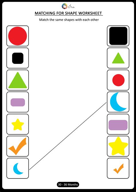 Download Free Matching Shapes Worksheets for (30-36 months) - Ira Parenting | Shapes worksheets ...