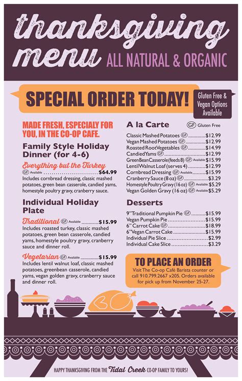 Thanksgiving Catering Menu | Tidal Creek Co-op