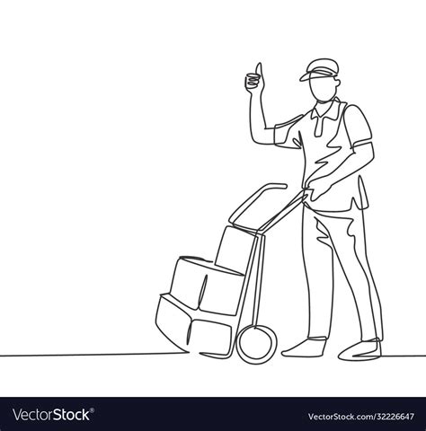 Delivery service concept one line drawing Vector Image