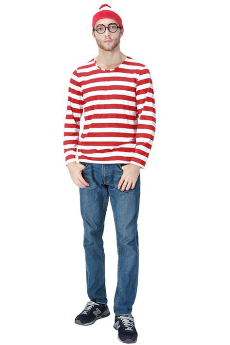 Where’s Wally Costume for Adults. Striped Shirt, Hat and Glasses – NalaGila