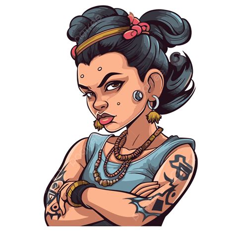 Chola Clipart Chica De Dibujos Animados Con Tatuajes En Los Brazos Vector PNG ,dibujos Cholas ...