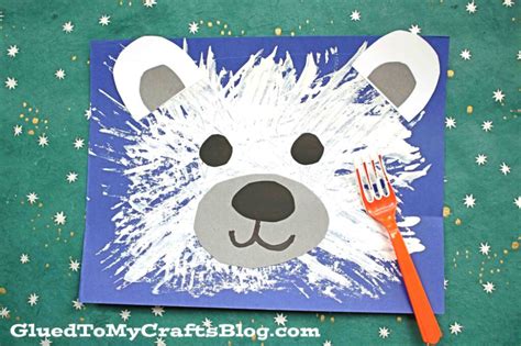 Fork Painted Polar Bear Craft | Polar bear craft, Winter animal crafts, Bear crafts