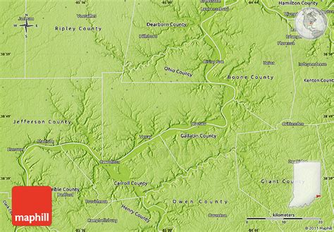 Physical Map of Switzerland County