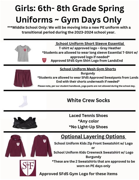 Girls Fall And Spring Gym Uniform