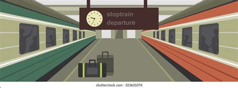 Vector Illustration Train Station Platform Train Stock Vector (Royalty ...