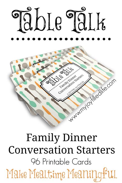 Printable Family Dinner Conversation Starters Cards | Dinner conversation starters, Family ...