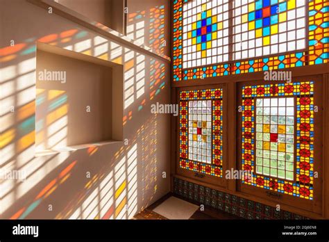 Azerbaijan, Sheki. Winter Palace, 18th century, traditional stained glass window Stock Photo - Alamy