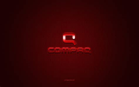 Compaq logo, red shiny logo, Compaq metal emblem, red carbon fiber texture, Compaq, brands ...