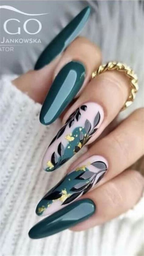 green and black nail art | Green nail designs, Green nails, Green ...