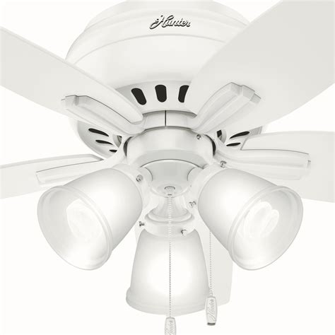 Hunter Newsome Low Profile 3-Light 42" Indoor Ceiling Fan in Fresh ...