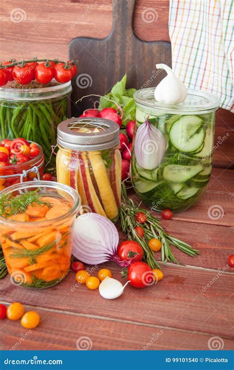 Pickling Vegetables with Rosemary Stock Photo - Image of greens, onions: 99101540