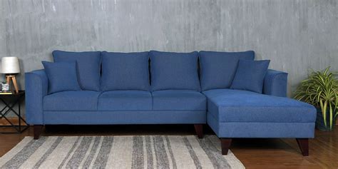 Buy Lara 3 Seater LHS Sectional Sofa in Denim Blue Colour - CasaCraft ...