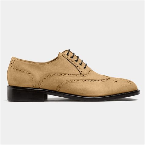 Full Brogue shoes - brown suede