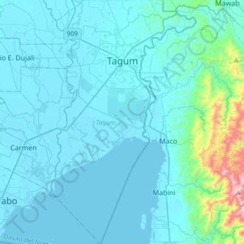 Tagum topographic map, elevation, terrain