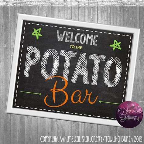 Potato Bar Party Food Table Sign (Printable File Only); Printable Party Signs; Party Signs ...