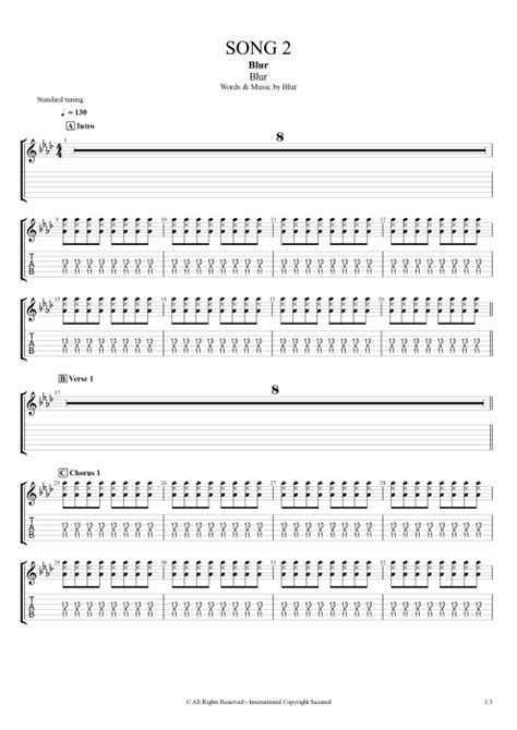 Song 2 Tab by Blur (Guitar Pro) - Full Score | mySongBook