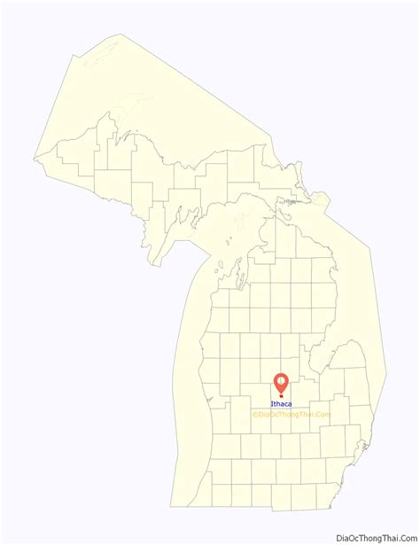 Map of Ithaca city, Michigan