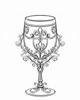 Elegant Wine Glass Coloring Page  Free Printable sketch template