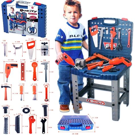 69pc Kids Work Bench Tool Box Kit Construction Set Toy DIY Drill ...