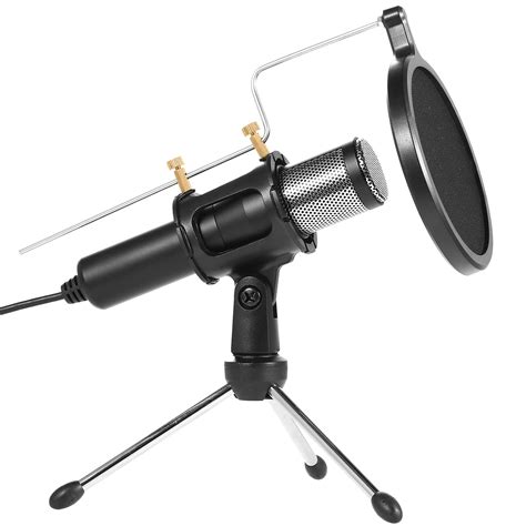 Professional Condenser Microphone Studio Recording Cardioid Microphone w/180° Tripods Pop Filter ...