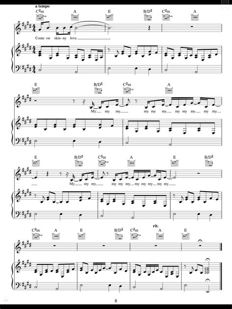 Piano Sheet Music — Skinny Love - Birdy (Piano Sheet)