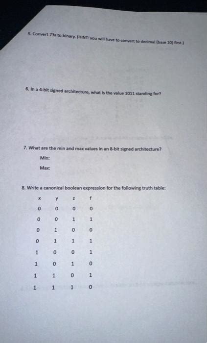 Solved 5. Convert 73 s to binary. (HINT: you will have to | Chegg.com