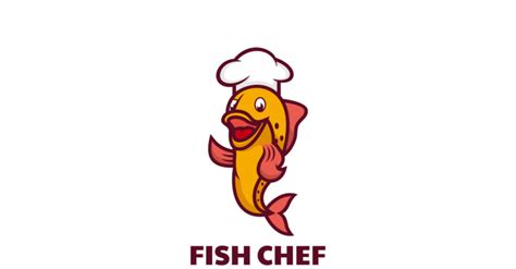 Fish Chef Mascot Cartoon Logo #330757 - TemplateMonster