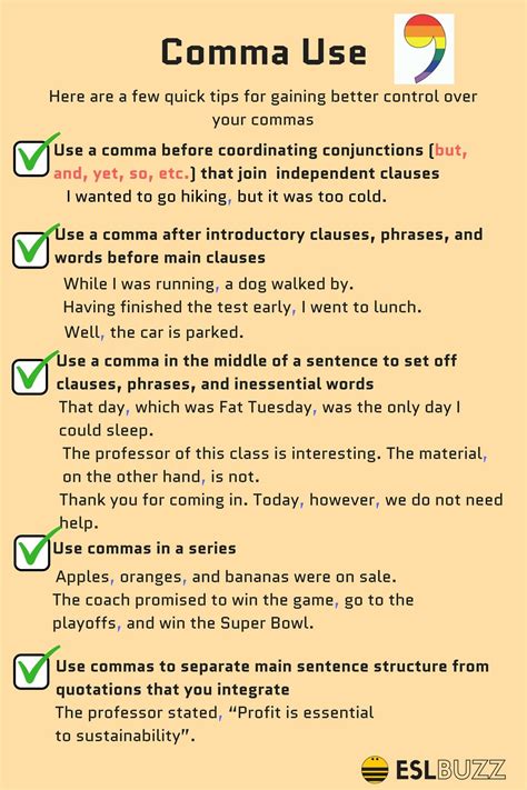 8 Rules for Using Commas Correctly! - ESLBUZZ