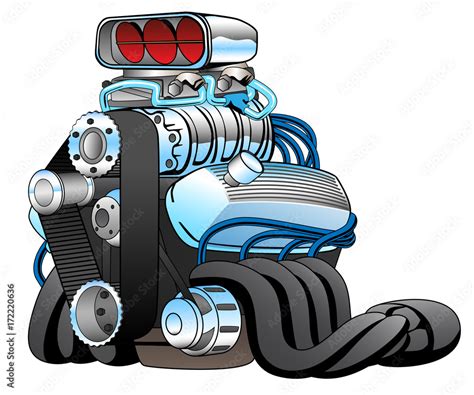 Hot Rod Race Car Engine Cartoon Vector Illustration Stock Vector ...