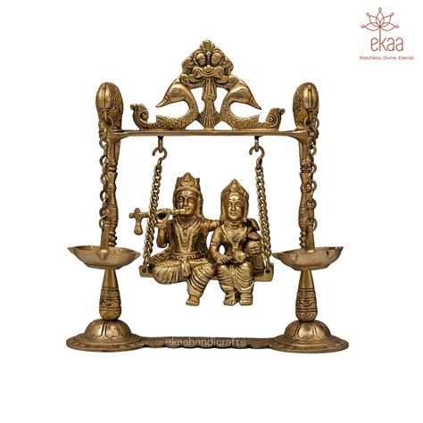 Radha Krishna Statue on Swing With Diya in Brass Radhakrishan - Etsy